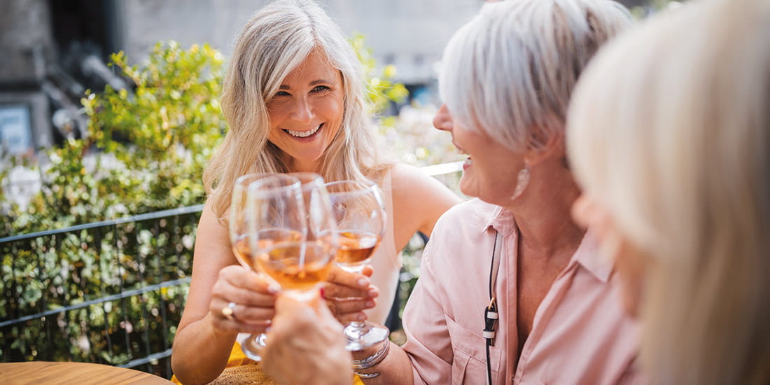 Ladies drinking wine